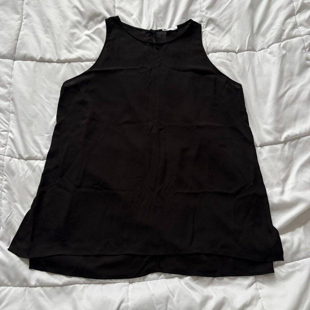 Lush Womens Blouse Sleeveless Black High Neck Layered Lightweight